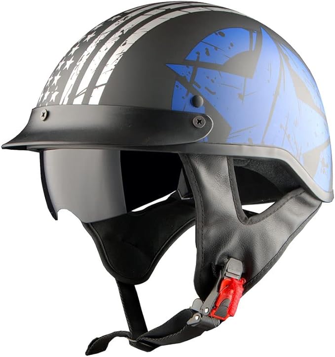 1Storm Motorcycle Half Face Helmet Mopeds Scooter Pilot with Retractable Inner Smoked Visor