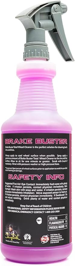 P & S PROFESSIONAL DETAIL PRODUCTS - Brake Buster Wheel and Tire Cleaner - Non-Acid Formula Safe For All Wheel Types, Removes Brake Dust, Oil, Dirt, Light Corrosion -1 Quart