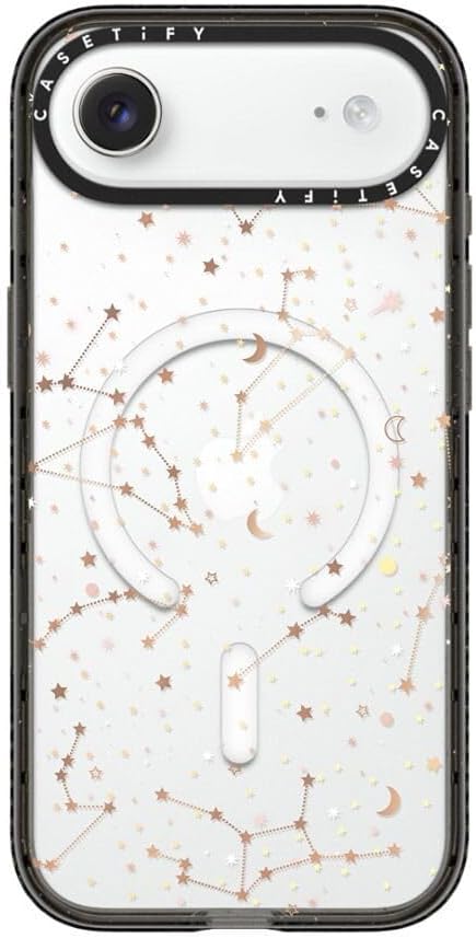 CASETiFY Impact iPhone Air Case [Slim/Compatible with Magsafe / 8.2 ft. 4X Military Grade Drop Protection] - Space Pattern on Clear Background - Clear Black