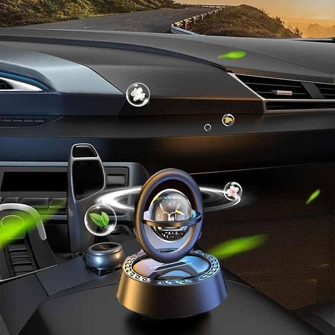 Luxury Solar Aromatherapy Car Air Freshener | Stylish Dashboard Rotating Perfume Diffuser | Plastic Solar-Powered Autorotation Decoration for Car Interior | Eco-Friendly Fragrance Diffuser