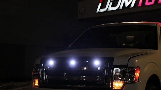 iJDMTOY 3pc Set Custom Retrofit Xenon White Front Grille Mesh Mount LED Lighting Kit Compatible With Trucks SUVs