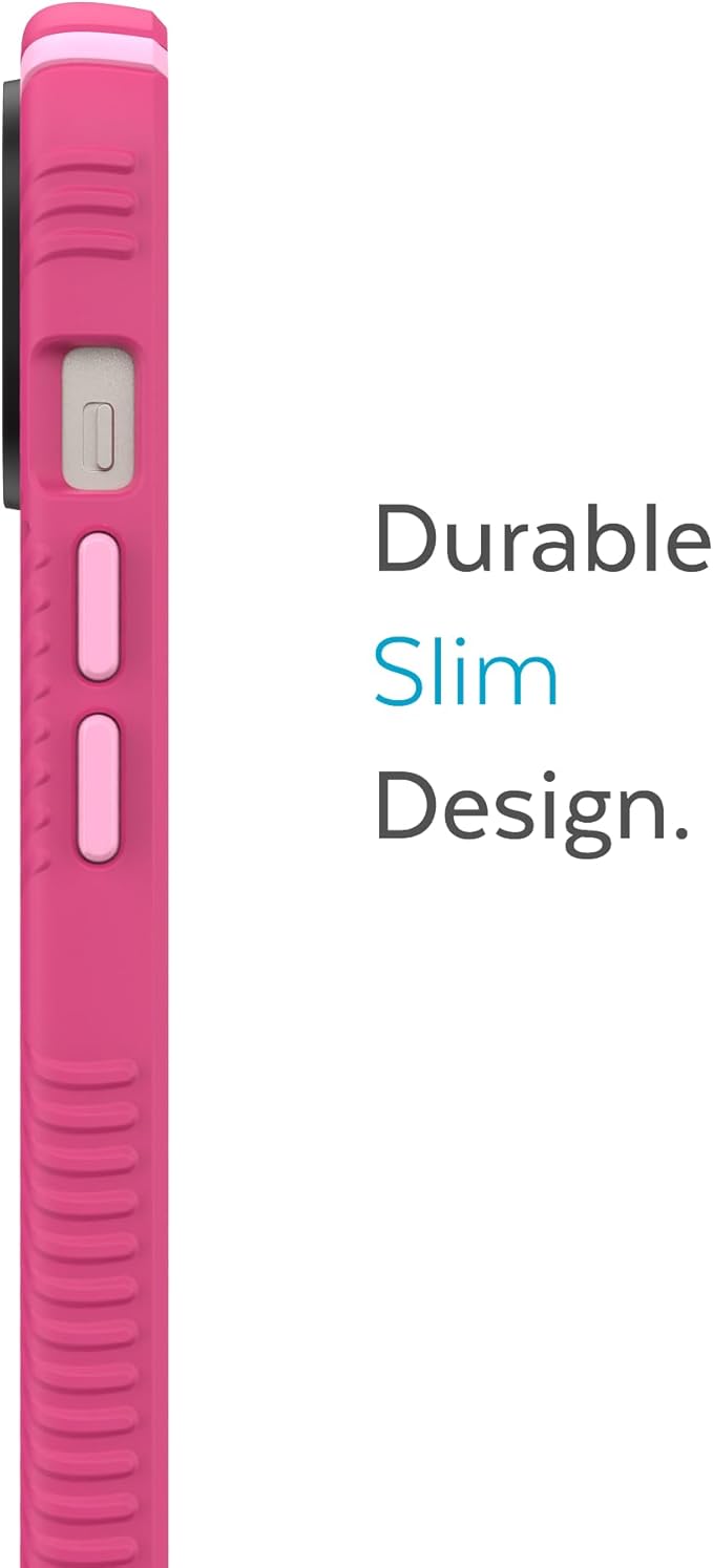 Speck iPhone 14 Plus Case - Drop Protection, Scratch Resistant, Dual Layer Slim Phone Case for 6.7 Inch iPhones 14 Plus - Built for MagSafe - Presidio2 Grip - Digital Pink/Blossom Pink/White