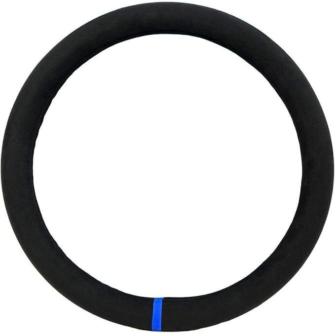 GG Grand General 54049 18 Inches Steering Wheel Cover Black Suede w/Blue Stripe/Stitching