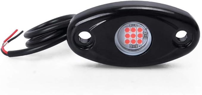 12 Pods Red LED Rock Lights Neon Underglow Light for Car Truck ATV SUV Under Body Glow Light Trail Fender Lighting