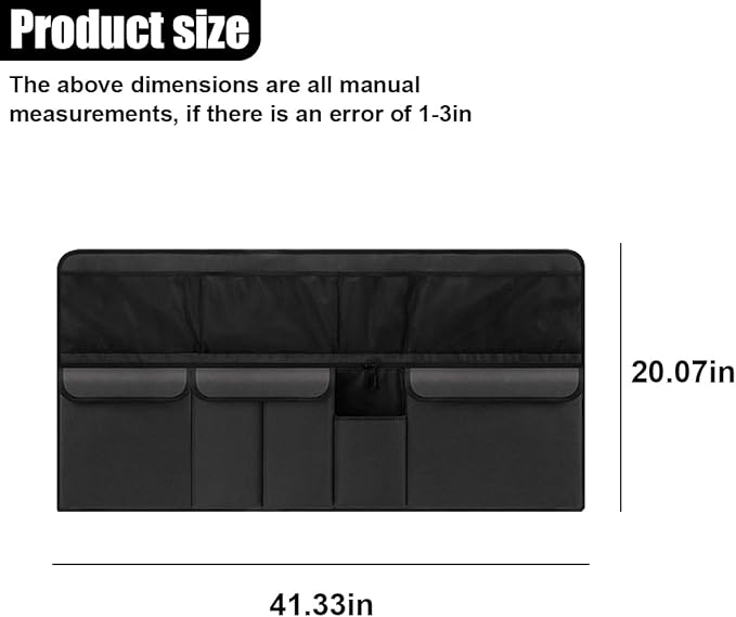 Car Trunk Organizer, Space Saving Hanging Automotive Back Seat Organizer Storage Bag with 10 Pocekts, Foldable Vehicle Interior Cargo Organizer Accessories for Car, SUV, Truck, MPV (Black)