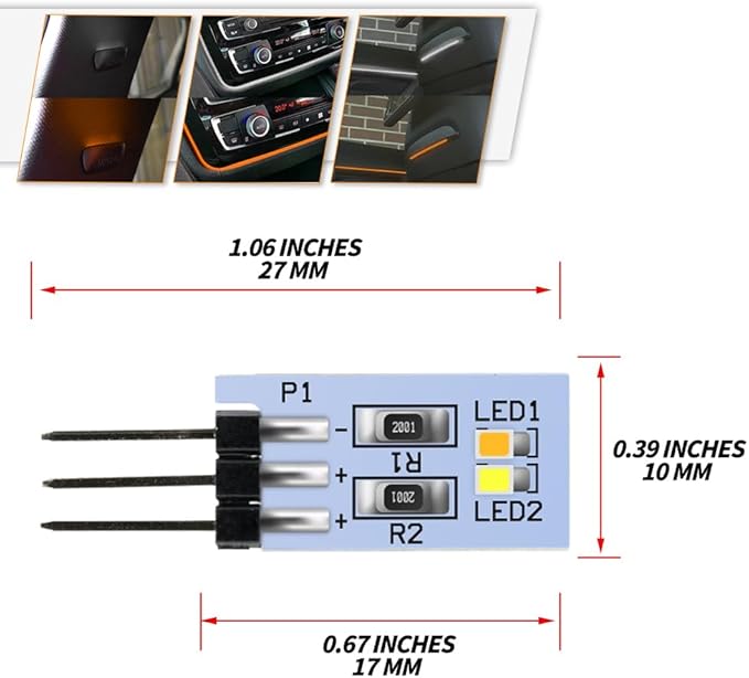 NJSBYL 2PCS LED Ambient Lighting Circuit Board Replacement for B-MW 2 3 4 5 7 M2 M3 M4 X5 X6 X7 Pre-LCI LCI Courtesy Rear Pillar Front Seatback Atmosphere Module Orange-White