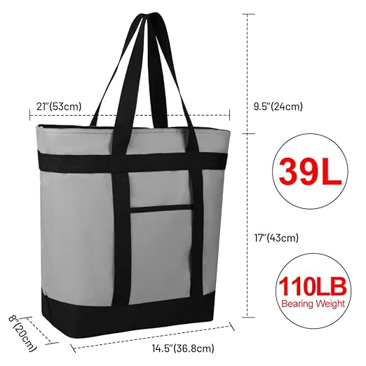 CIVJET 2PK Insulated Grocery Tote Bags, Large Reusable Cooler Bags with Zipper, Leakproof Thermal Shopping Bags for Food Delivery, Beach, Travel, Uber Eats & Picnic, Collapsible Personalized