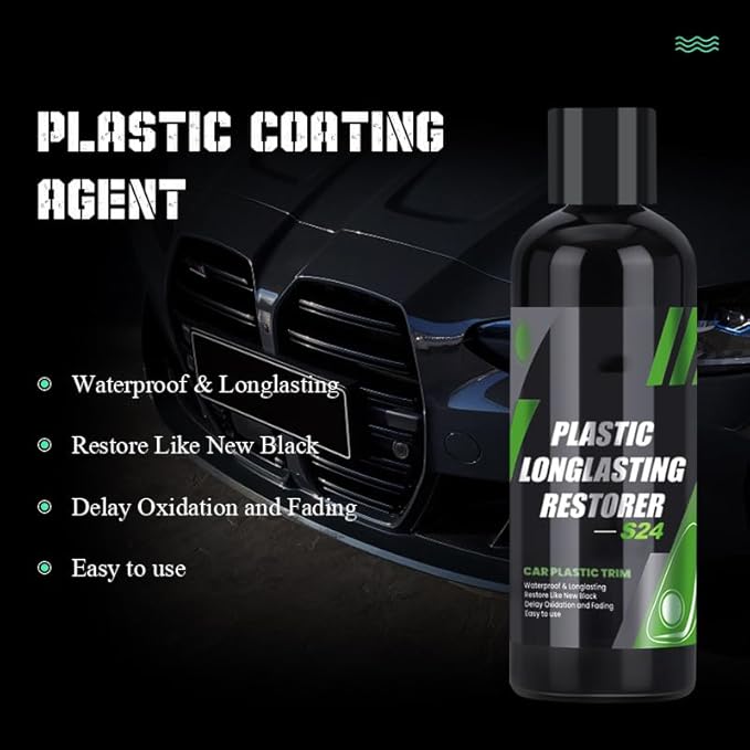 Plastic Longlasting Restorer for Car, Black Plastic Car Trim Restorer (1 PC)
