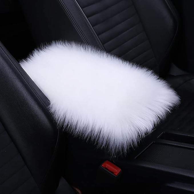 Center Console Cushion Pad Armrest Pad, Furry Armrest Cover, Car Interior Accessories, Blue