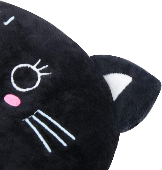 Travel Pillow for Kids, Cute Animal Neck Pillow Support U Shaped Cushion Plush Soft Rest Reading Pillows Sleeping Pillows for Airplane Train Car (Color:Black cat)