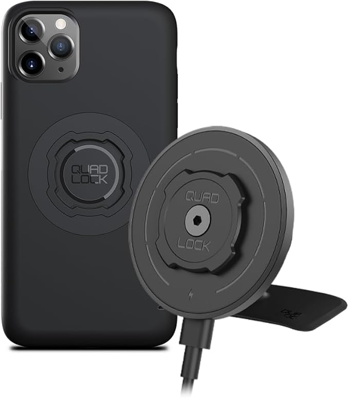 Quad Lock Adhesive Dashboard/Console Car Phone Holder Kit with MAG Wireless Charging Head V2 and MAG Phone Case for iPhone 11 Pro Max