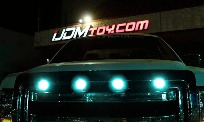iJDMTOY 4pc Set Custom Retrofit 8000K Ice Blue Front Grille Mesh Mount LED Lighting Kit Compatible with Trucks SUVs