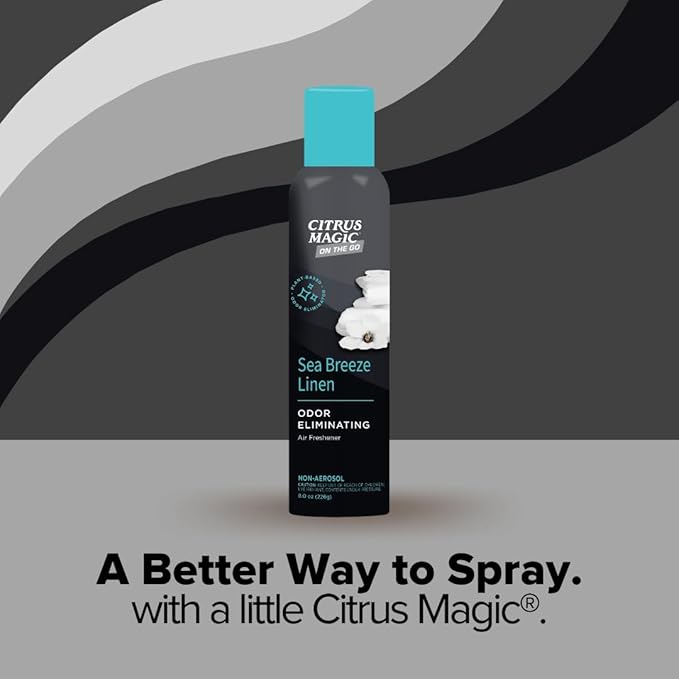 Citrus Magic On The Go Odor Eliminating Air Freshener Spray for Auto, Sea Breeze Linen, 8-Ounce, Pack of 2
