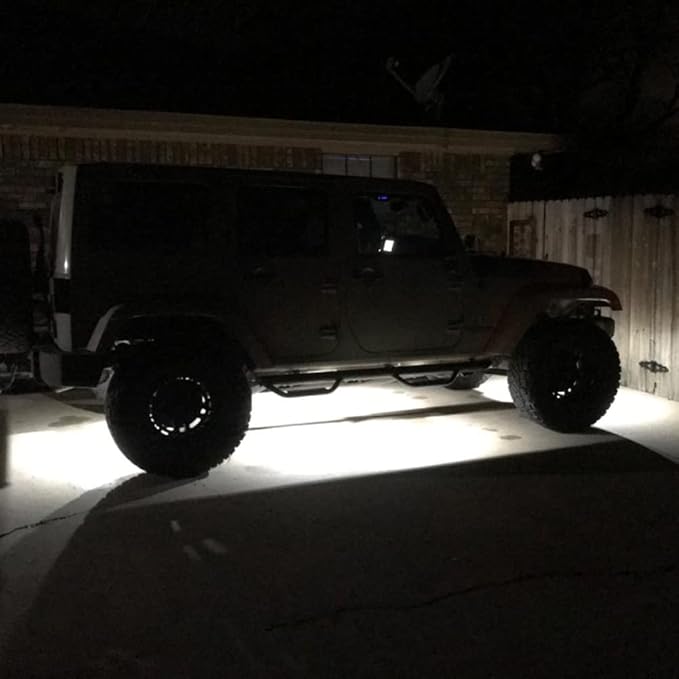 SUNPIE 6 Pods White Rock Lights 6000K Pure White Underglow Light Wheel Wheel Well Lights for Trucks Sedans Car ATV UTV SUV Golf Cart Trailer Motorcycles