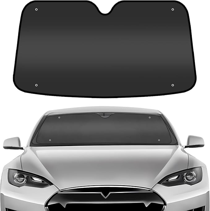 GENANY Balck Windshield Sun Shade for Electric Vehicle (59x37 Inches), Sun Shade Windshield, Shades for Front Windows, Sunshade for Car Windshield, Xmas Auto Gift, Car Decor