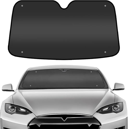 GENANY Balck Windshield Sun Shade for Electric Vehicle (59x37 Inches), Sun Shade Windshield, Shades for Front Windows, Sunshade for Car Windshield, Xmas Auto Gift, Car Decor