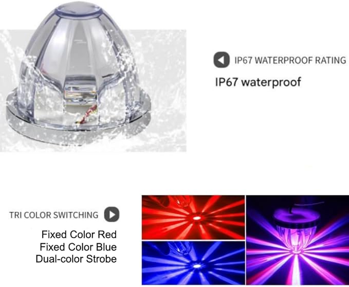 2PCS Dual Revolution LED Watermelon Lights with Bracket, Semi Truck Marker Lights with 3 Color Modes, Super Bright Star Watermelon LED Lights, Universal Underglow Lights for Trucks (Red and Blue)