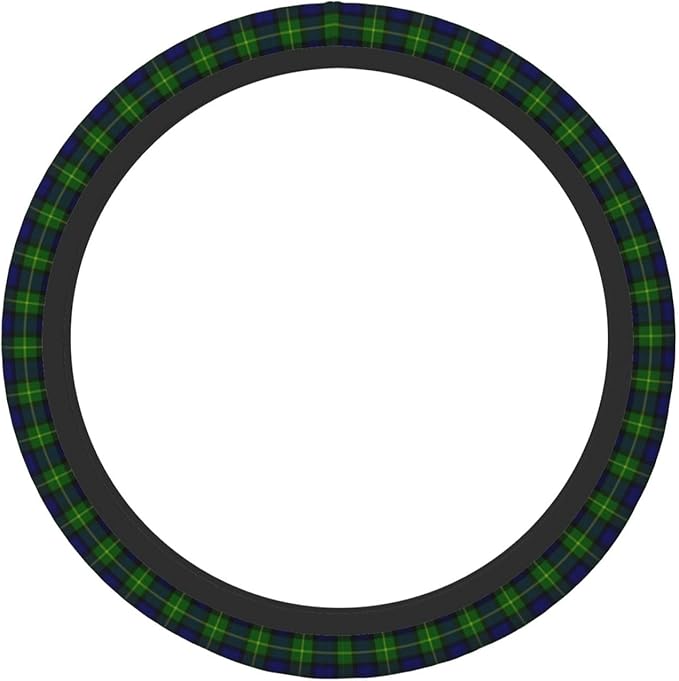 Thickened Elastic Steering Wheel Cover, Gordon Tartan Blue Green Plaid Ultra, Soft, Breathable, Fit for Cars, SUVs, Trucks, Stylish Comfortable Grip