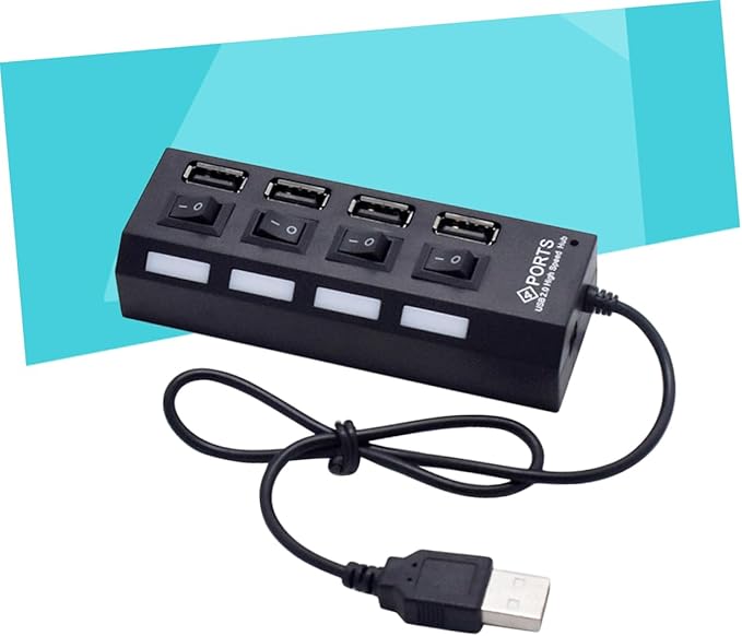 HOMSFOU 2pcs 4 4-Port USB Hub Laptop USB Port Expander Splitter for Keyboard Mouse Webcam Mp3 Player Etc