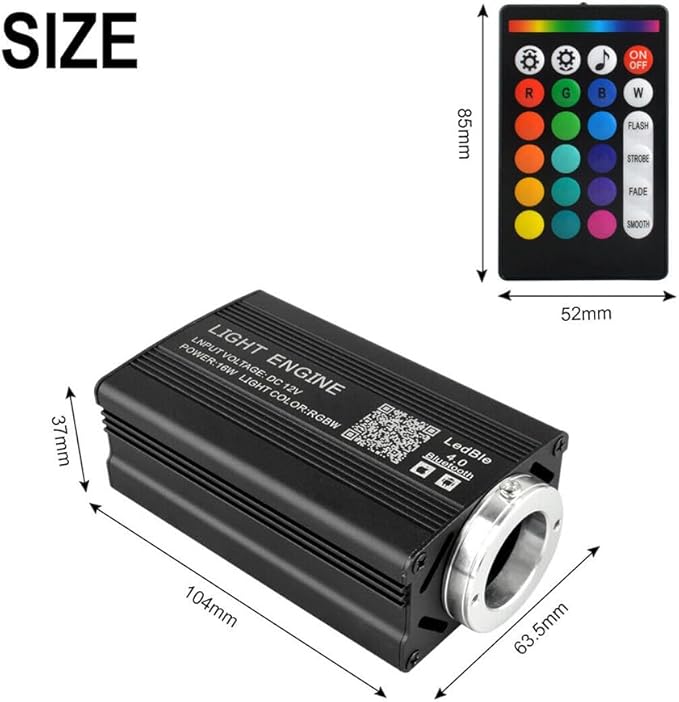 Twinkle Starlight Headliner Kit 500Pcs*0.03in*6.5ft*2m 16W Music/Voice APP/Remote Control Activated Star Light Kit RGBW Fiber Optic Star Roof Lights for Car Theater Game Bed Room Ceiling