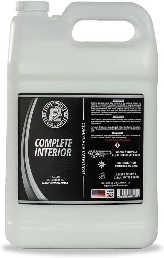 ExoForma Complete Interior - Multipurpose Car Interior Cleaner & Protectant From UV - Car Cleaning Supplies - Matte Finish & Fresh Linen Scent, 128 oz