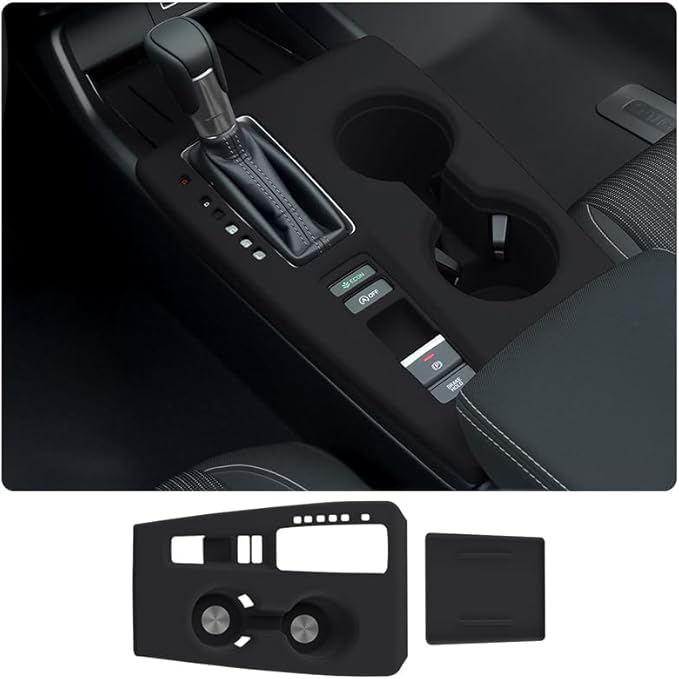 Silicone Car Gear Shift Panel Cover for Honda Civic 2022-2025 CVT Accessories Center Console Wireless Charging Pad Black Anti-Scratch Cup Holder Protector(Not for Hatchback e:HEV Hybrid)