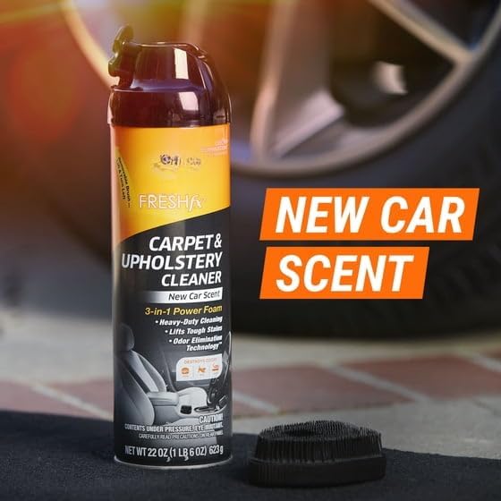 All FRESH fx Power Foam Automotive Cleaner for Carpet & Upholstery, New Car Scent, 22 oz