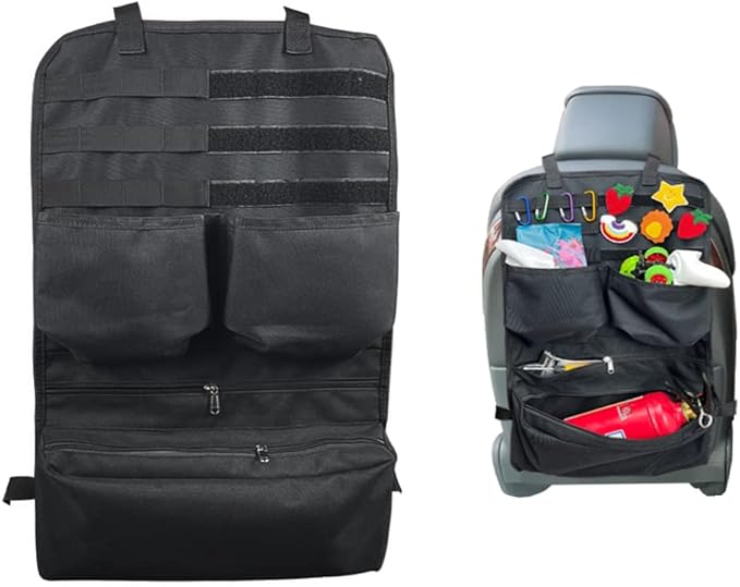 Car Backseat Organizer with Multi-Pockets for Stores Car Accessories, Vacuum and Short Fire Extinguisher-Seat Back Organizer Universal Fits Jeep F150 SUV Truck Pickup