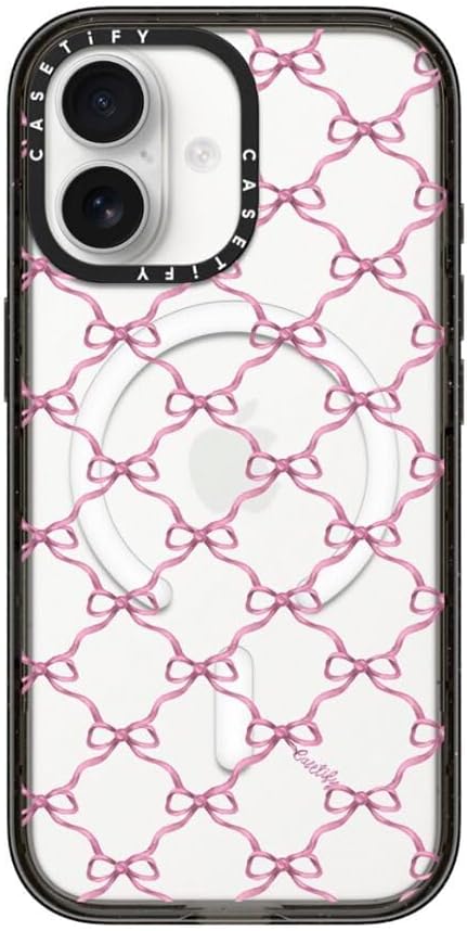 CASETiFY Impact iPhone 17 Case [Slim/Compatible with Magsafe / 8.2 ft. 4X Military Grade Drop Protection] - Entwined in Ribbon - Clear Black