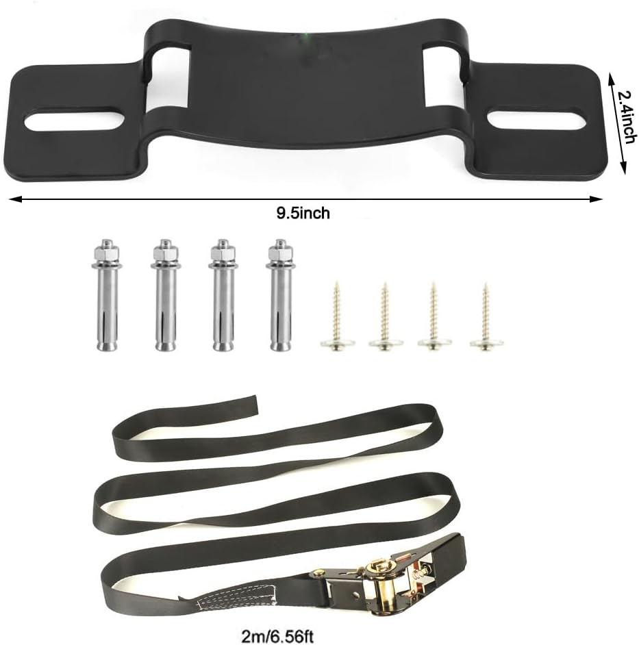Propane Tank Holder ，Cylinder Wall Mounted Brackets, Ratchet Straps（6.6ft ）, Steel Gas Cylinder Holder, Heavy Duty Gas Cylinder Holder Wall-Mounted Bracket。 (black 1)