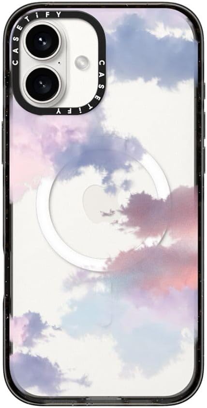 CASETiFY Impact Case for iPhone 16 Plus [Slim / 8.2 ft. 4X Military Grade Drop Protection/Compatible with Magsafe] - Clouds - Clear Black