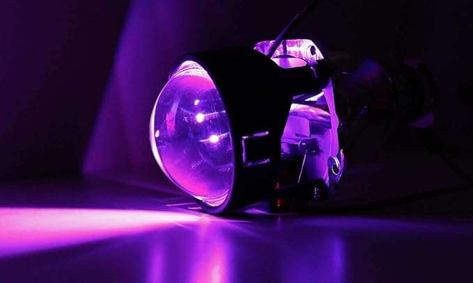 iJDMTOY Mini 2.5-Inch H1 Bi-Xenon Front Lighting Retrofit Projector Lens w/RGB Color-Changing LED Demon Eye Lighting Kit Compatible with Custom Lighting DIY For Off-Road Use Or Show Purpose