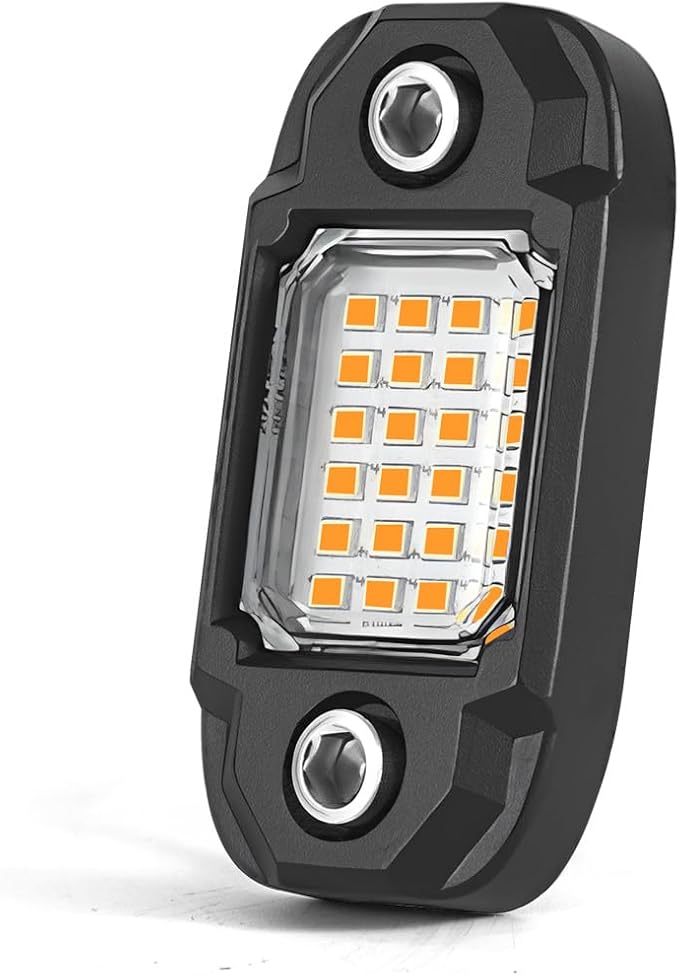 6Pods Yellow Rock Lights 24 LEDs Chips Neon Trail Rig Lamp Underglow LED Lighting Systems for Cars Trucks SUV ATV UTV