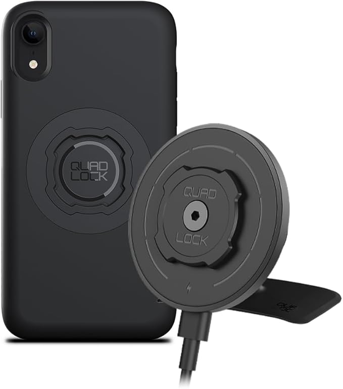 Quad Lock Adhesive Dashboard/Console Car Phone Holder Kit with MAG Wireless Charging Head V2 and MAG Phone Case for iPhone XR