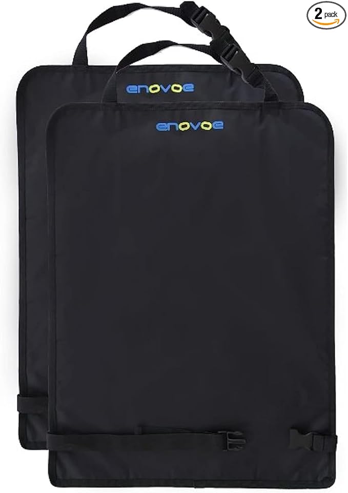 Enovoe Kick Mats Back Seat Protector for Kids - 2 Pack - Premium Quality Car Seat Back Cover Offers Waterproof Protection of Your Upholstery from Mud and Scratches - Backseats Kick Protector for Child