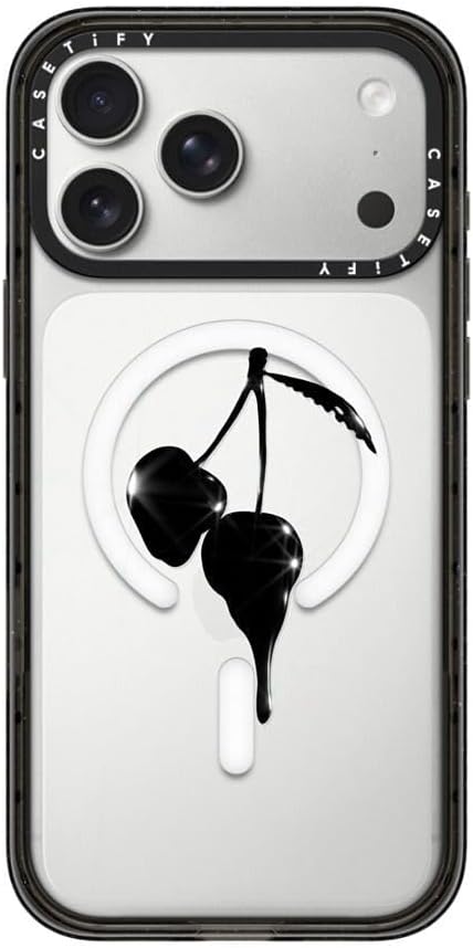 CASETiFY Impact iPhone 17 Pro Max Case [Slim/Compatible with Magsafe / 8.2 ft. 4X Military Grade Drop Protection] - Night Cherry - Clear Black