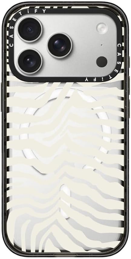 CASETiFY Impact iPhone 17 Pro Case [Slim/Compatible with Magsafe / 8.2 ft. 4X Military Grade Drop Protection] - Zebra Stripe - Clear Black