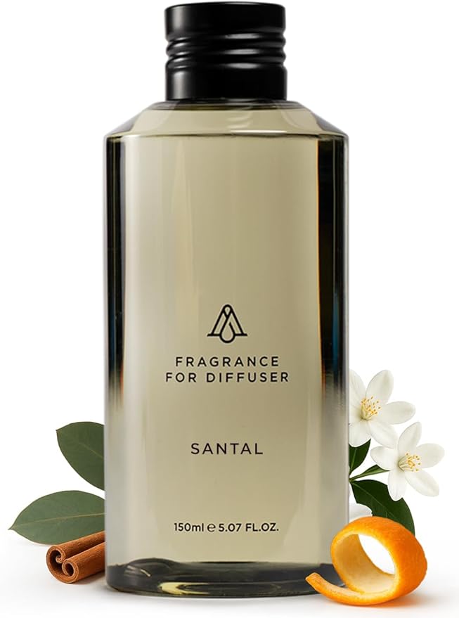 AromaPlan Hotel Scents Santal 5.07 Fl Oz (150ml), Home Luxury Aroma & Hotel Fragrance Diffuser Oil- Hotel Diffuser Oil for Aromatherapy- USA Made, Bigger Bottle, Bolder Aroma & Longer Lasting