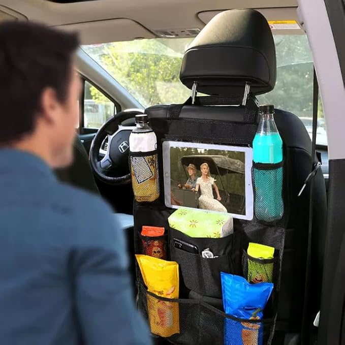 2 PCS Backseat Car Organizer With Clear 10" Tablet Holder And 10 Storage Pockets, Seat Back Protector, Car Organizer Back Seat for Family Road Trip Essentials Travel