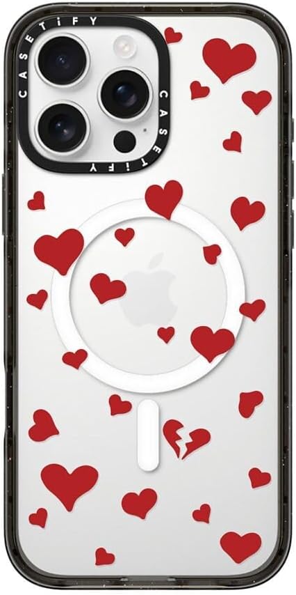 CASETiFY Impact iPhone 16 Pro Max Case [Slim/Compatible with Magsafe / 8.2 ft. 4X Military Grade Drop Protection] - Lost in Love - Clear Black