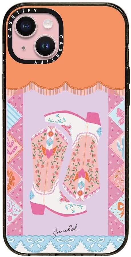 CASETiFY Impact Case for iPhone 15 Plus [8.2ft 4X Military Grade Drop Protection/Compatible with Magsafe] - Cowgirl Boots - Clear Black