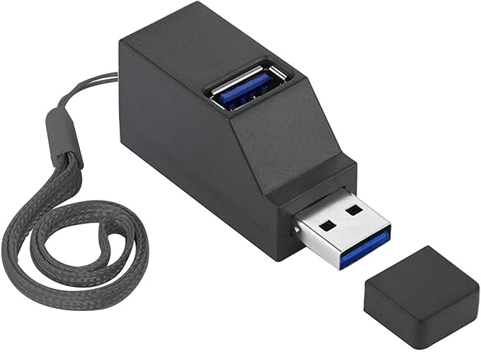 USB Port Splitter,3 Port USB 2.0 hub Dock [2 Pack] Mini USB Hub, 3 Port 3.0 USB Hub High Speed Splitter Plug and Play, USB Splitter Adapter Portable for PC, Laptop - Black