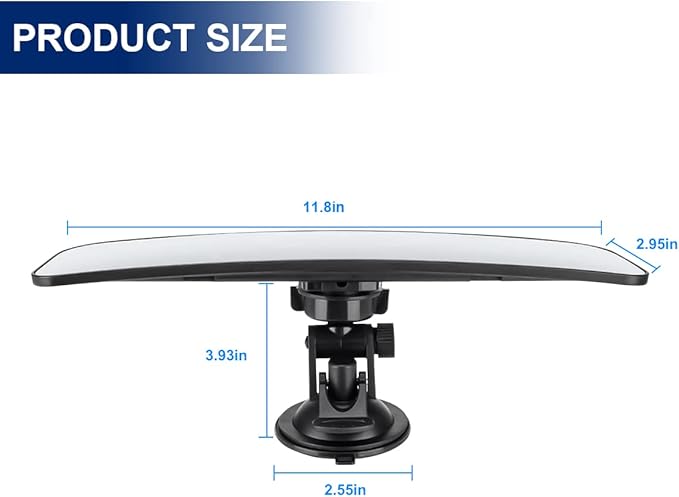 Car Rear View Mirror with Suction Cup, Anti Glare Wide Angle HD Auto Inside Rearview Mirror, 360 Degrees Adjustable Reduce Blind Spots, Universal for Vehicle, Marine, Boat, Truck, SUV, Van