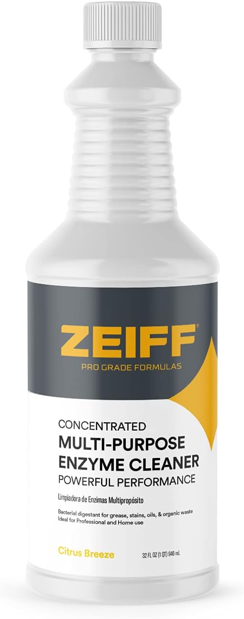 Zeiff Pro-Grade Multi-Purpose Probiotic Enzyme Cleaner - Pet Stain and Odor Remover, Drain Cleaner - Powerful Cleaning & Odor Eliminating Formula For Professional & Home Surfaces - 32 Ounce