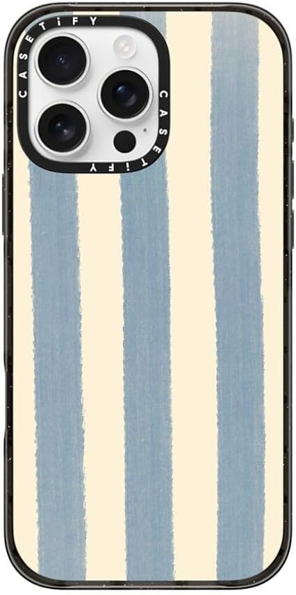 CASETiFY Impact Case for iPhone 16 Pro Max [8.2ft 4X Military Grade Drop Protection/Compatible with Magsafe] - Blue Stripes - Clear Black