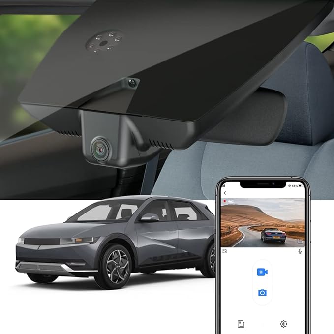 Fitcamx 4K Dash Cam Suitable for Hyundai IONIQ 5 2022-2024 (6 Vents) SE Standard Range SEL Limited, OEM Look, UHD 2160P Video, Built-in WiFi & APP, Loop Recording, G-Sensor, Plug & Play, 64GB Card