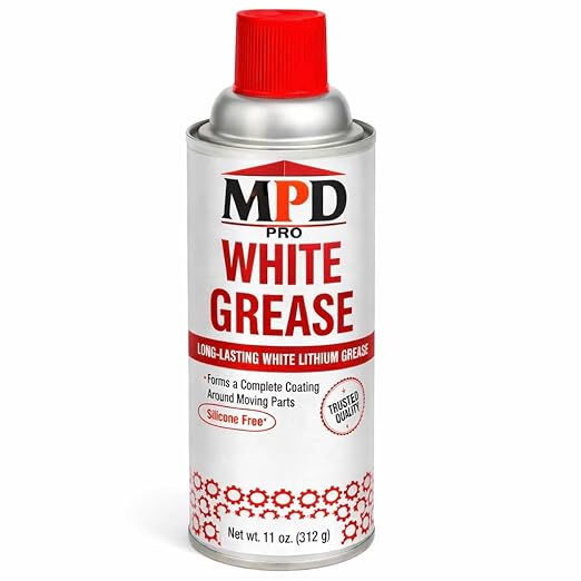 MPD PRO White Lithium Grease Spray, Marine-Grade Drip-Free Lubricant, Non-Staining High-Solid Formula for Garage Doors, Hinges, Chains & Automotive Use – 11 oz (12-Pack)