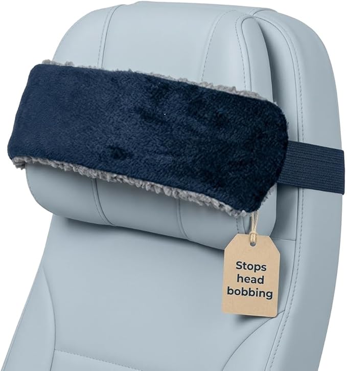 Travel Pillow Alternative Stops Bobbing | Airplane Head Straps and Car Support Band | Great on Travel Upright | Super Comfy Neck Support | Small & Compact