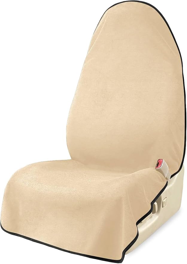 Car Seat Covers 1 Pack Beige Waterproof Towel Car Seat Cover Universal Fit for Most Trucks SUV Fitness Athletes Pets Gym and Water Sport