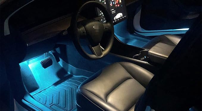 iJDMTOY 4-pack 3W High Power Aqua Ice Blue Full LED Interior Lighting Kit Compatible With Tesla Model S 3 X Y Replace OEM Footwell, Step Courtesy, Trunk Area, Glove Box Lamps, etc
